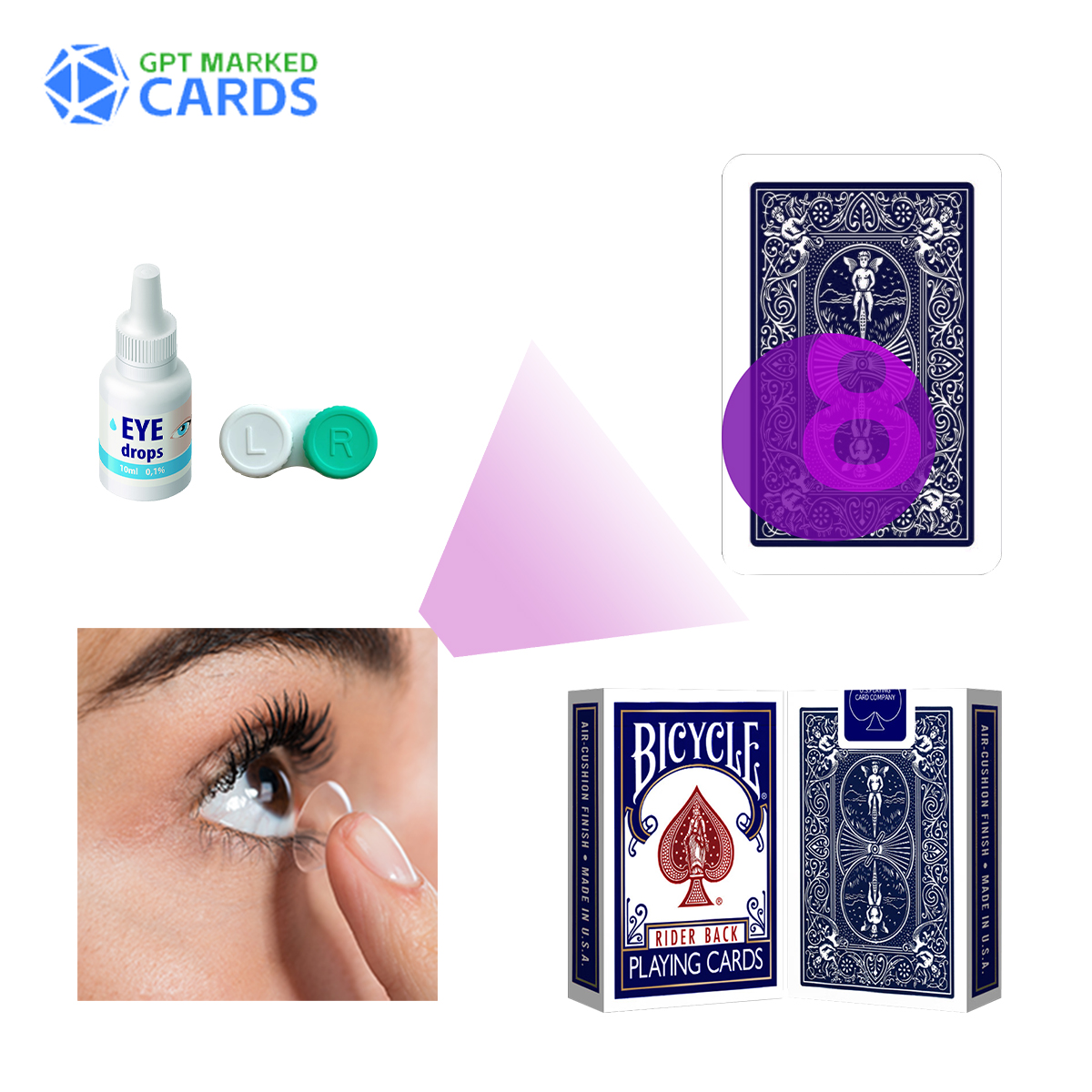 Bicycle Marked Cards Classic Blue for Poker Cheating with Infrared Technology