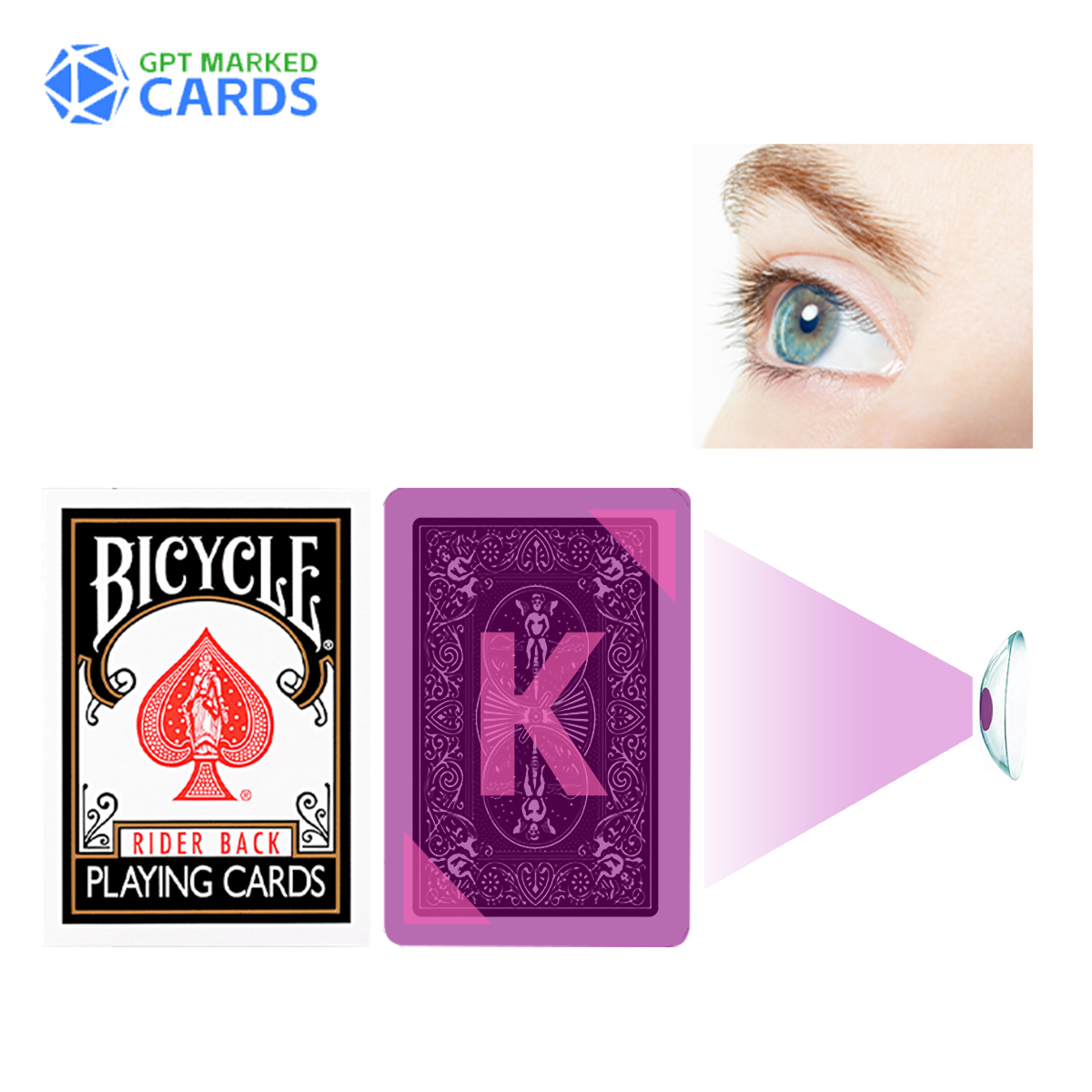 Baralho de cartas marcado Bicycle Wide Classic Black para tinta invisível, óculos transparentes