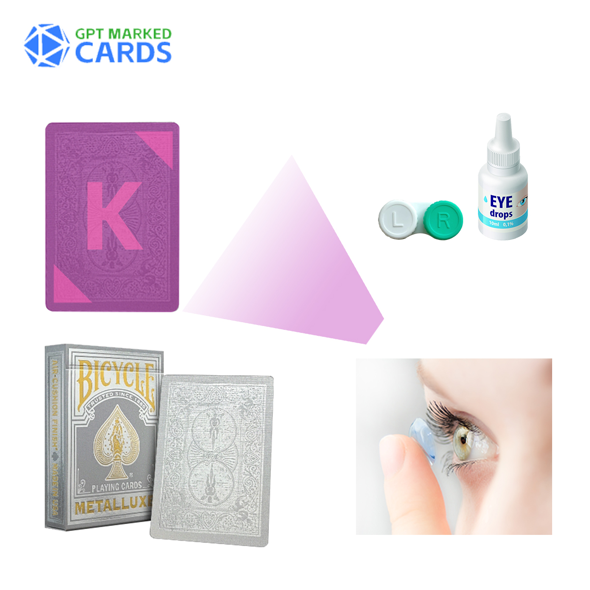 Bicycle Luminous Cartas Marcadas para Poker com Lentes de Contato de Tinta Invisível