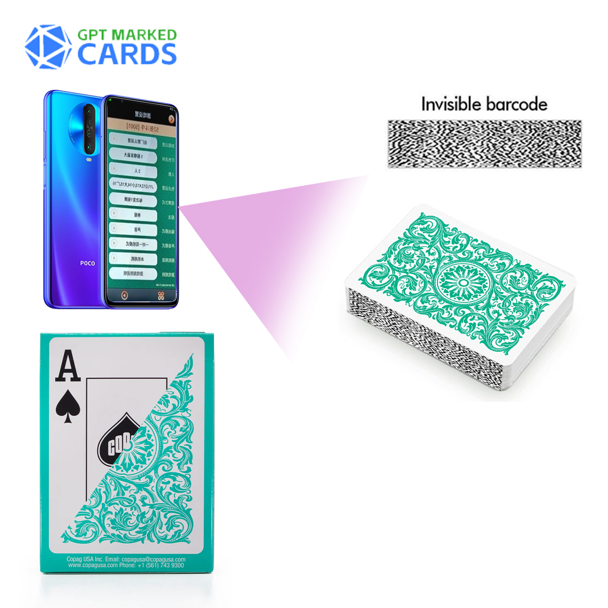 Copag Elite 100% Mazzi di carte da gioco in plastica con codice a barre per imbrogli a poker