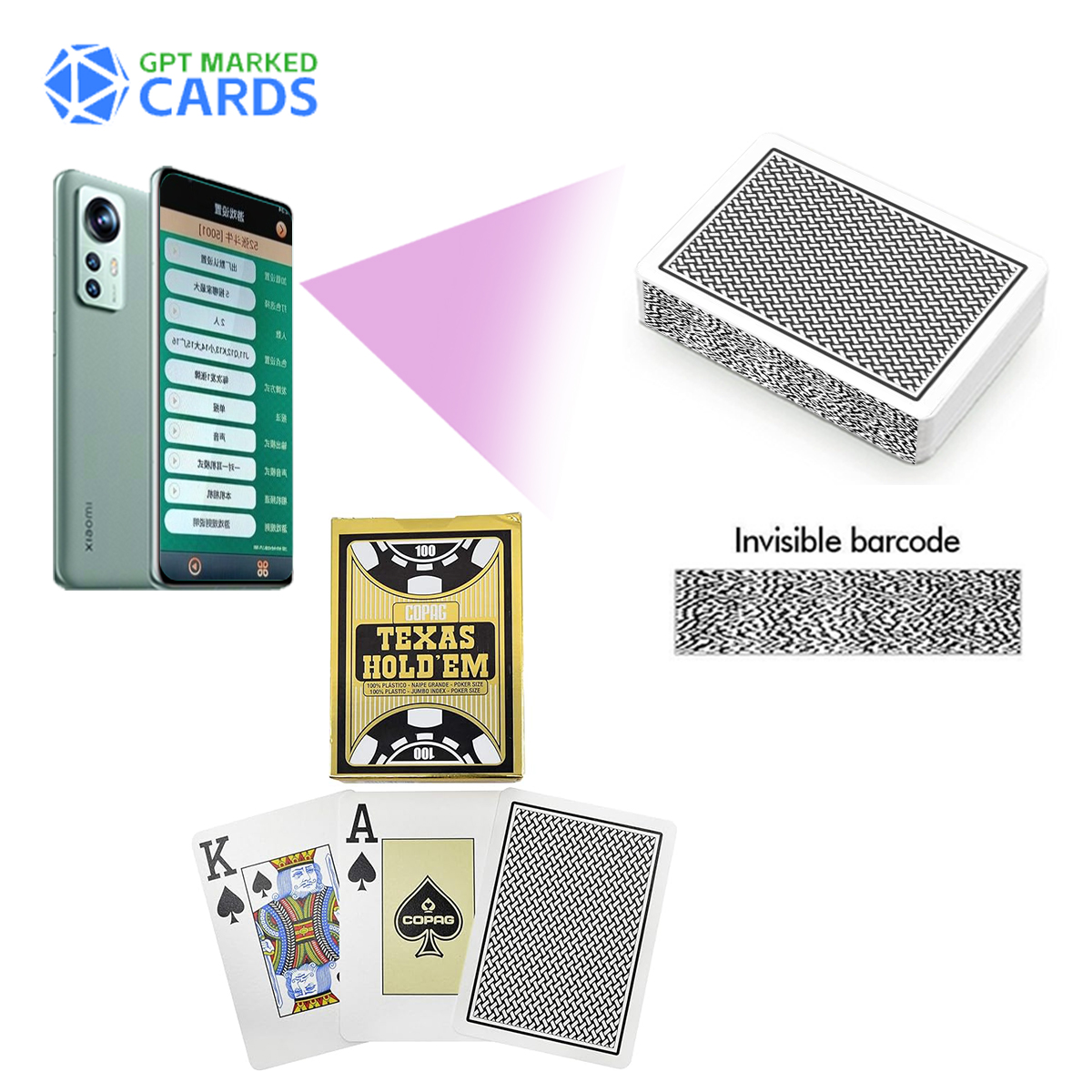 Copag Texas Hold'em Invisible Barcode Cards pentru Poker Cheat Analyzer