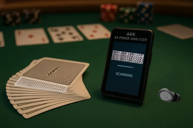Poker analyzer tutorial showing AKK A5 scanning barcode marked cards for Texas Hold’em
