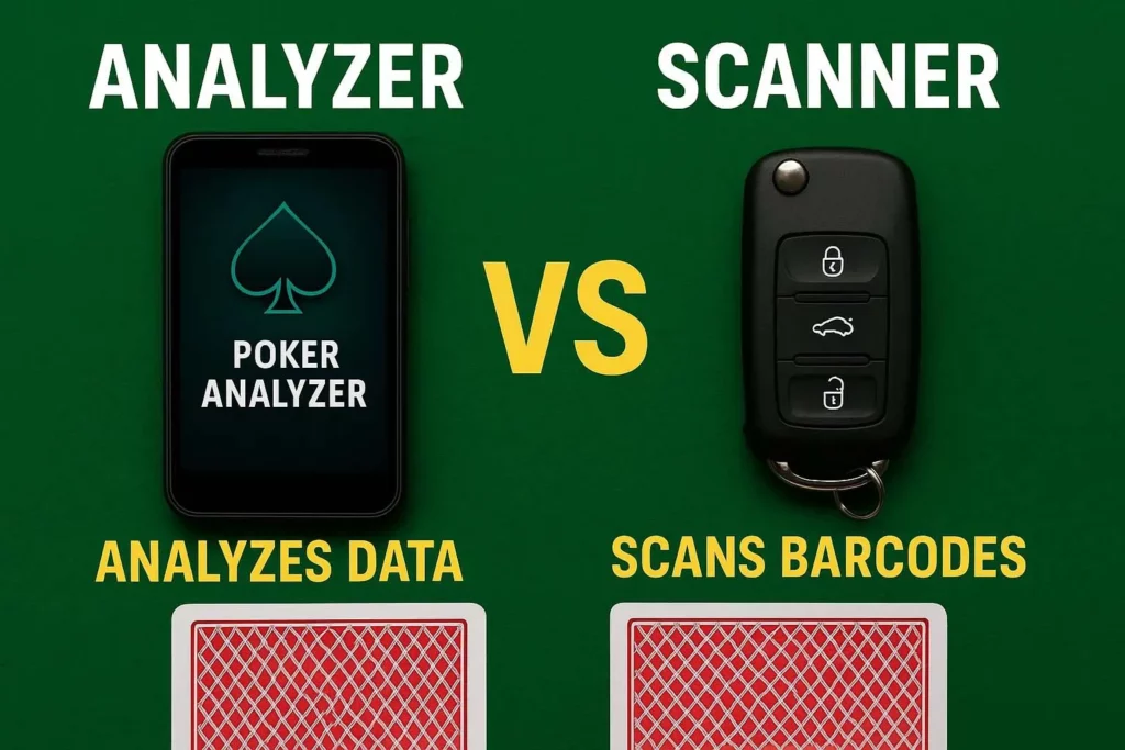 Poker analyzer vs poker scanner comparison on a poker table