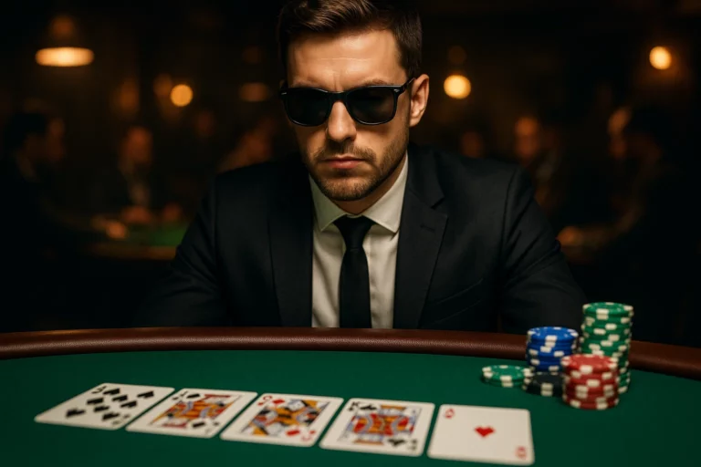 What Are the Use Cases for Invisible Ink Glasses? 5 Người chơi poker đeo kính mực vô hình tại bàn sòng bạc với những lá bài được đánh dấu