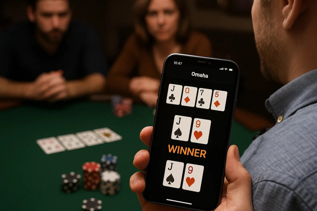 Advanced poker analyzer using wireless camera to analyze barcode marked cards in an Omaha poker variant for accurate performance