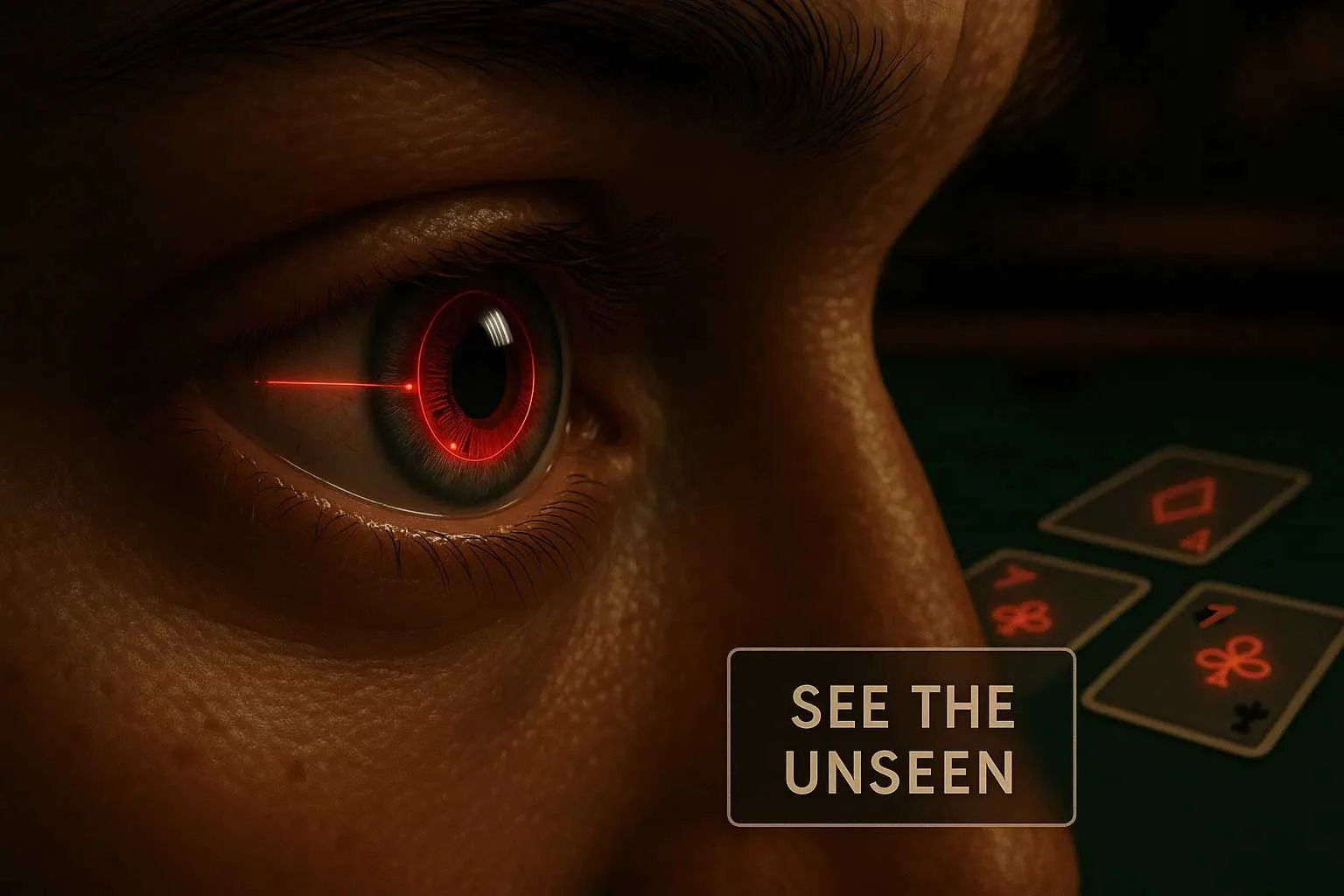 Infrared contact lenses detecting marked cards under UV light